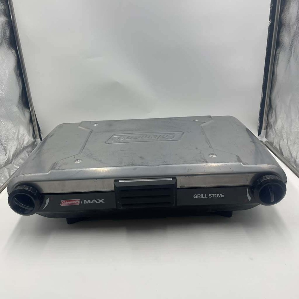 Coleman MAX‎ Grill Stove Portable Propane 2 Burner Camping Grill Silver Black